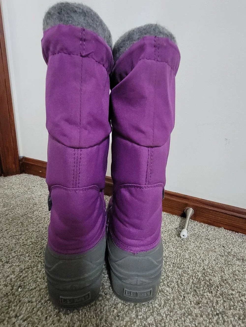 LL Bean Northwoods Lavender & Gray Winter Snow Boots - Kids Sz 6 /Womens Sz 8